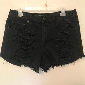 Black high waisted festival shorts